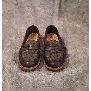 CLARKS Collection Raisie Eletta Black Size 8 M Tweed Leather Slip-on Loafers